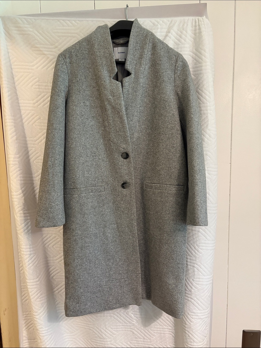 Old Navy Light Gray Wool-Blend Stand-Collar Pea Coat